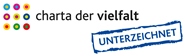 Das Logo der Charta der Vielfalt mit dem zusätzlichen Stempel "Unterzeichnet!"